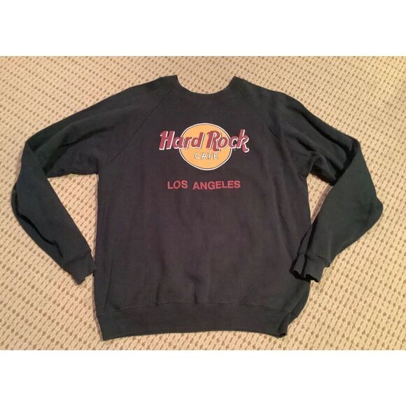HARD ROCK CAFE Los Angeles LOGO 90’S Y2K black SWEATSHIRT sz UNISEX XL - Picture 2 of 4